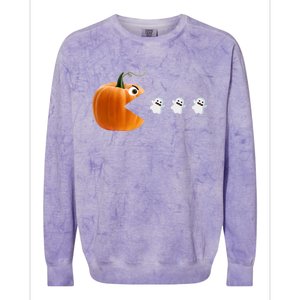 Funny Halloween Pumpkin Eating Ghosts Cute Gift Colorblast Crewneck Sweatshirt