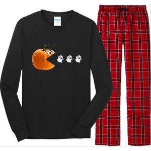 Funny Halloween Pumpkin Eating Ghosts Cute Gift Long Sleeve Pajama Set