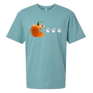 Funny Halloween Pumpkin Eating Ghosts Cute Gift Sueded Cloud Jersey T-Shirt