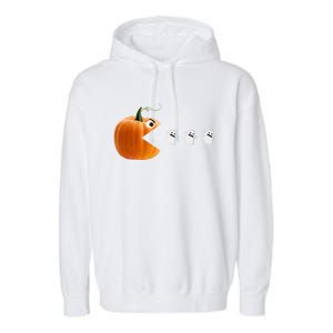 Funny Halloween Pumpkin Eating Ghosts Cute Gift Garment-Dyed Fleece Hoodie