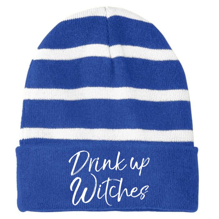 Funny Halloween Party Quote Cute Up Witches Meaningful Gift Striped Beanie with Solid Band