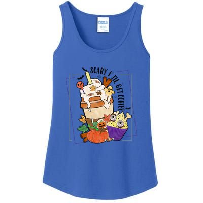 Funny Halloween Pumpkin Witch Scary Till I Get Coffee Gift Ladies Essential Tank