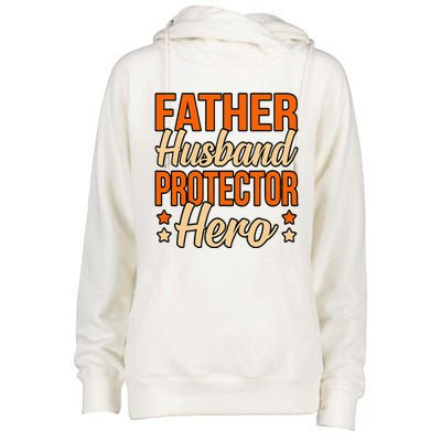 Father Husband Protector Hero Father’s Day Daddy Dad Graphic Womens Funnel Neck Pullover Hood