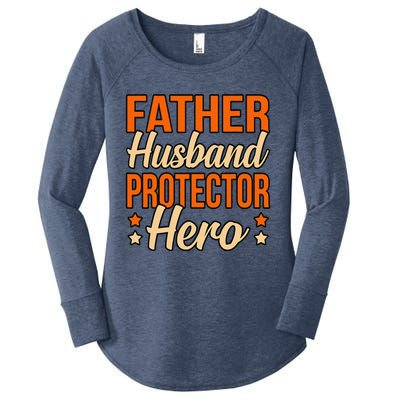 Father Husband Protector Hero Father’s Day Daddy Dad Graphic Women's Perfect Tri Tunic Long Sleeve Shirt