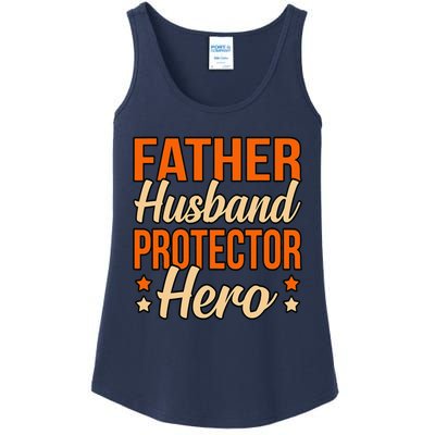 Father Husband Protector Hero Father’s Day Daddy Dad Graphic Ladies Essential Tank