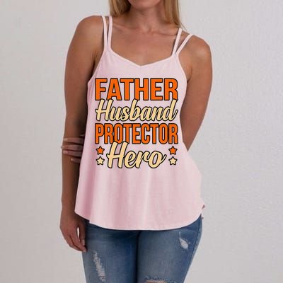 Father Husband Protector Hero Father’s Day Daddy Dad Graphic Women's Strappy Tank