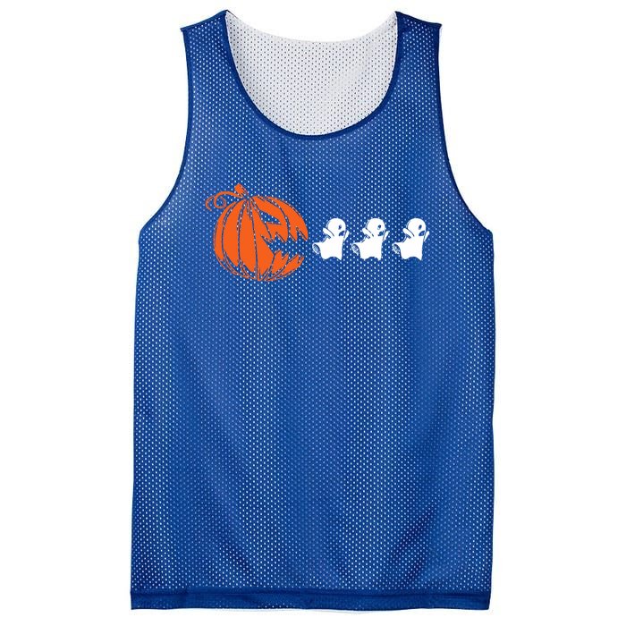 Funny Halloween Pumpkin Eating Ghost Gamer Meaningful Gift Mesh Reversible Basketball Jersey Tank