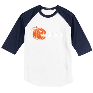 Funny Halloween Pumpkin Eating Ghost Gamer Meaningful Gift Baseball Sleeve Shirt