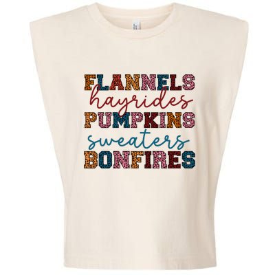 Flannels Hayrides Pumpkins Sweaters Bonfi Garment-Dyed Women's Muscle Tee