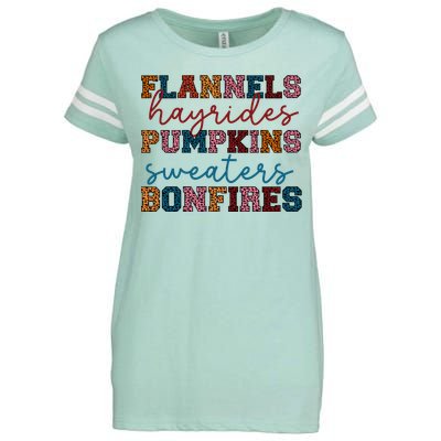 Flannels Hayrides Pumpkins Sweaters Bonfi Enza Ladies Jersey Football T-Shirt