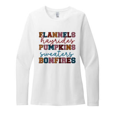 Flannels Hayrides Pumpkins Sweaters Bonfi Womens CVC Long Sleeve Shirt