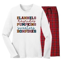 Flannels Hayrides Pumpkins Sweaters Bonfi Women's Long Sleeve Flannel Pajama Set 