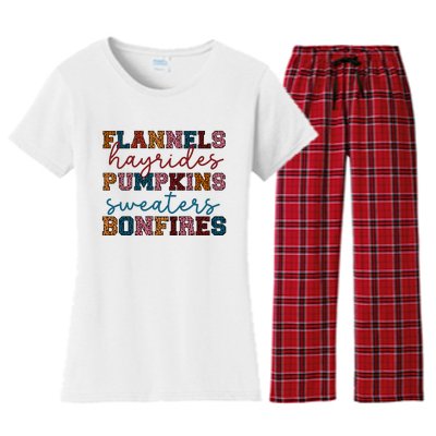 Flannels Hayrides Pumpkins Sweaters Bonfi Women's Flannel Pajama Set