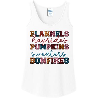 Flannels Hayrides Pumpkins Sweaters Bonfi Ladies Essential Tank