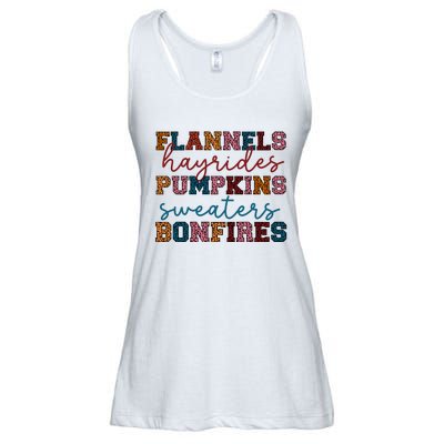 Flannels Hayrides Pumpkins Sweaters Bonfi Ladies Essential Flowy Tank