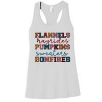 Flannels Hayrides Pumpkins Sweaters Bonfi Women's Racerback Tank