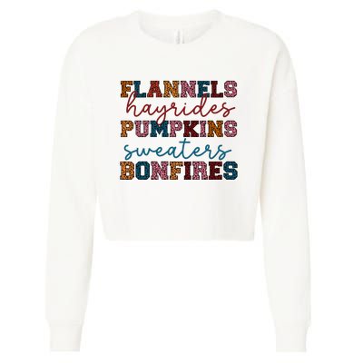 Flannels Hayrides Pumpkins Sweaters Bonfi Cropped Pullover Crew