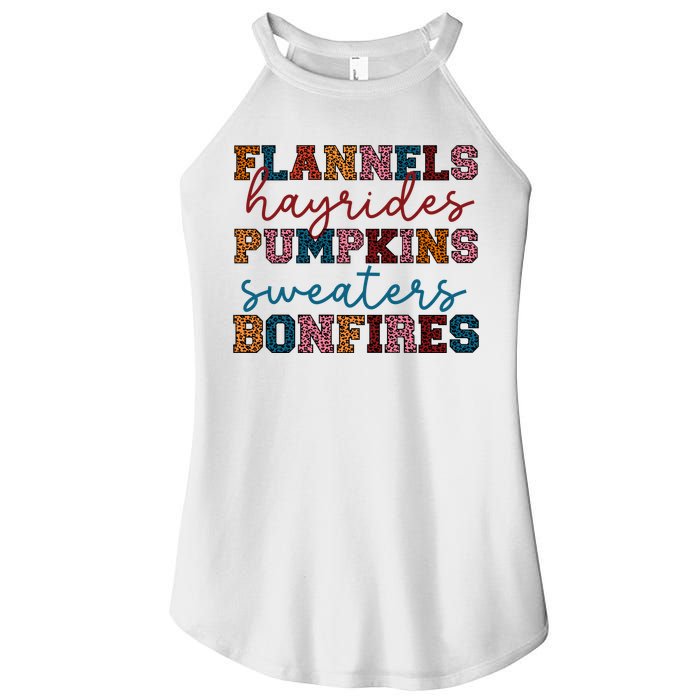 Flannels Hayrides Pumpkins Sweaters Bonfi Women's Perfect Tri Rocker Tank