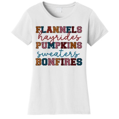 Flannels Hayrides Pumpkins Sweaters Bonfi Women's T-Shirt