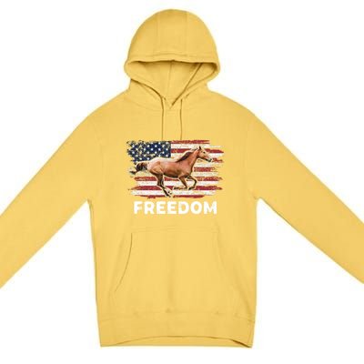 Freedom Horse Patriotic Horse American Flag Horseback Riding Great Gift Premium Pullover Hoodie