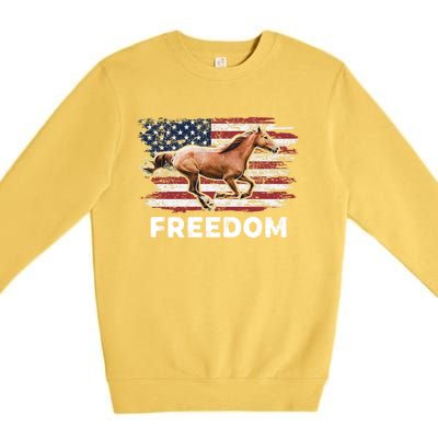 Freedom Horse Patriotic Horse American Flag Horseback Riding Great Gift Premium Crewneck Sweatshirt