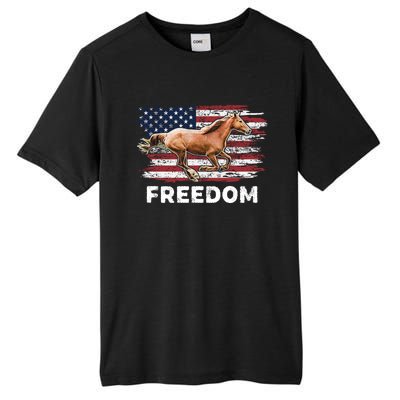 Freedom Horse Patriotic Horse American Flag Horseback Riding Great Gift Tall Fusion ChromaSoft Performance T-Shirt