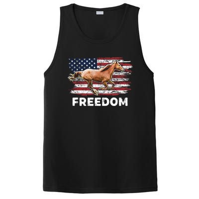 Freedom Horse Patriotic Horse American Flag Horseback Riding Great Gift PosiCharge Competitor Tank