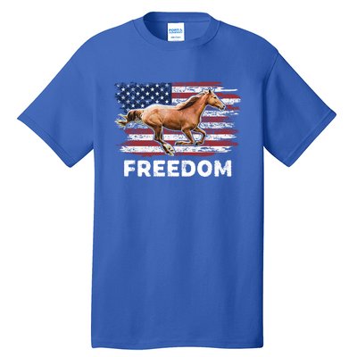 Freedom Horse Patriotic Horse American Flag Horseback Riding Great Gift Tall T-Shirt