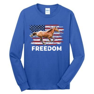 Freedom Horse Patriotic Horse American Flag Horseback Riding Great Gift Tall Long Sleeve T-Shirt