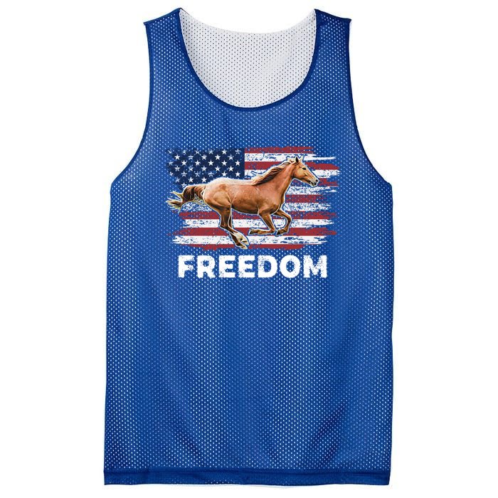 Freedom Horse Patriotic Horse American Flag Horseback Riding Great Gift Mesh Reversible Basketball Jersey Tank