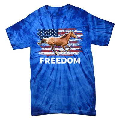 Freedom Horse Patriotic Horse American Flag Horseback Riding Great Gift Tie-Dye T-Shirt