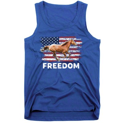 Freedom Horse Patriotic Horse American Flag Horseback Riding Great Gift Tank Top