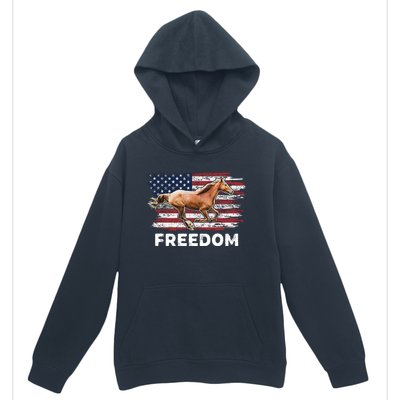 Freedom Horse Patriotic Horse American Flag Horseback Riding Great Gift Urban Pullover Hoodie