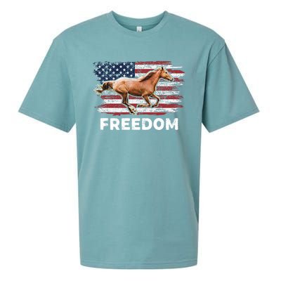 Freedom Horse Patriotic Horse American Flag Horseback Riding Great Gift Sueded Cloud Jersey T-Shirt