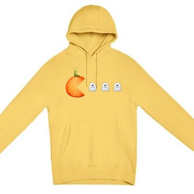 Funny Halloween Pumpkin Eating Ghost Mask Gift Premium Pullover Hoodie