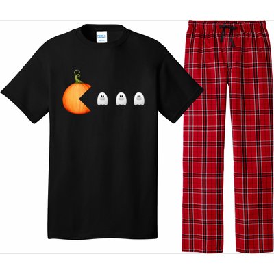 Funny Halloween Pumpkin Eating Ghost Mask Gift Pajama Set