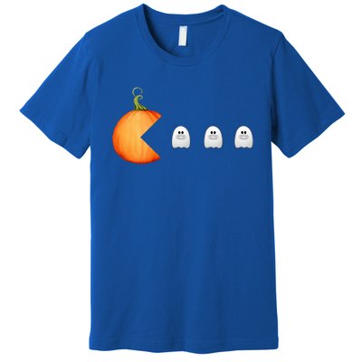 Funny Halloween Pumpkin Eating Ghost Mask Gift Premium T-Shirt