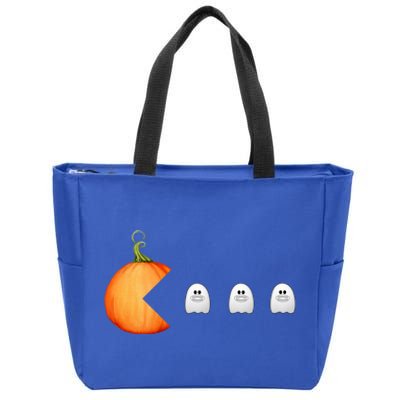 Funny Halloween Pumpkin Eating Ghost Mask Gift Zip Tote Bag