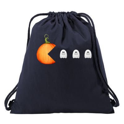 Funny Halloween Pumpkin Eating Ghost Mask Gift Drawstring Bag