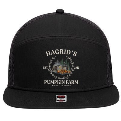Fall Hagrids Pumpkin Farm Patch Autumn Pumpkin Garden 7 Panel Mesh Trucker Snapback Hat