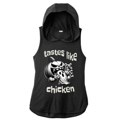 Funny Halloween Pumpkin Eating Ghost Tastes Like Chicken Gift Ladies PosiCharge Tri-Blend Wicking Draft Hoodie Tank