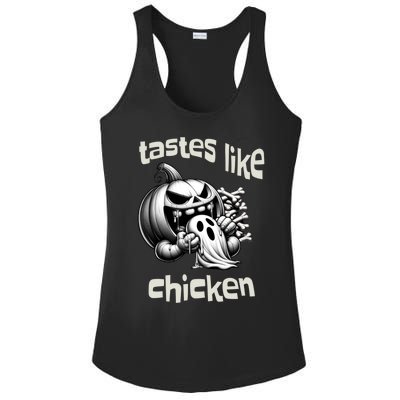 Funny Halloween Pumpkin Eating Ghost Tastes Like Chicken Gift Ladies PosiCharge Competitor Racerback Tank