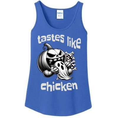 Funny Halloween Pumpkin Eating Ghost Tastes Like Chicken Gift Ladies Essential Tank