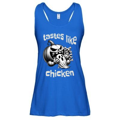 Funny Halloween Pumpkin Eating Ghost Tastes Like Chicken Gift Ladies Essential Flowy Tank