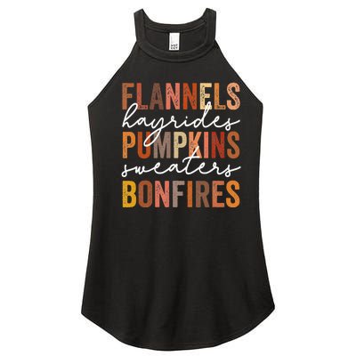 Flannels Hayrides Pumpkins Sweaters Bonfires Autumn Vintage Women’s Perfect Tri Rocker Tank