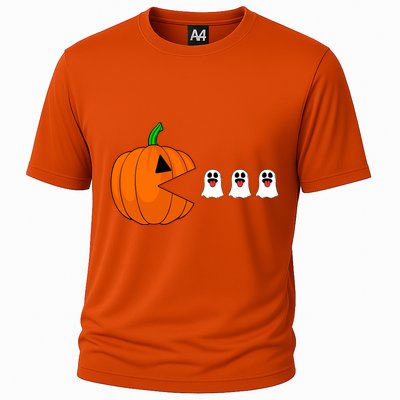 Funny Halloween Pumpkin Eating Ghost Gamer Cute Gift Cooling Performance Crew T-Shirt