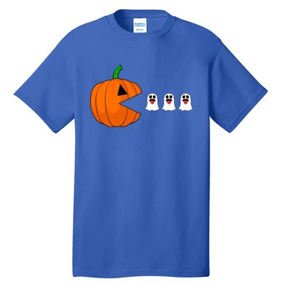 Funny Halloween Pumpkin Eating Ghost Gamer Cute Gift Tall T-Shirt