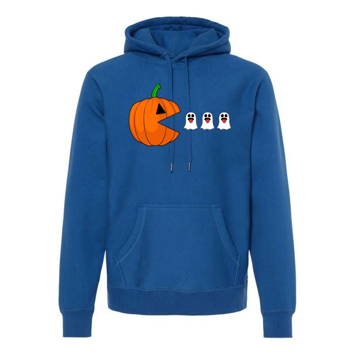 Funny Halloween Pumpkin Eating Ghost Gamer Cute Gift Premium Hoodie