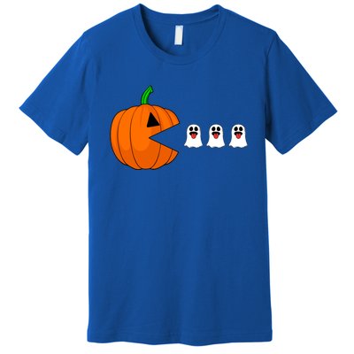 Funny Halloween Pumpkin Eating Ghost Gamer Cute Gift Premium T-Shirt