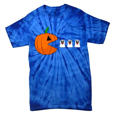 Funny Halloween Pumpkin Eating Ghost Gamer Cute Gift Tie-Dye T-Shirt